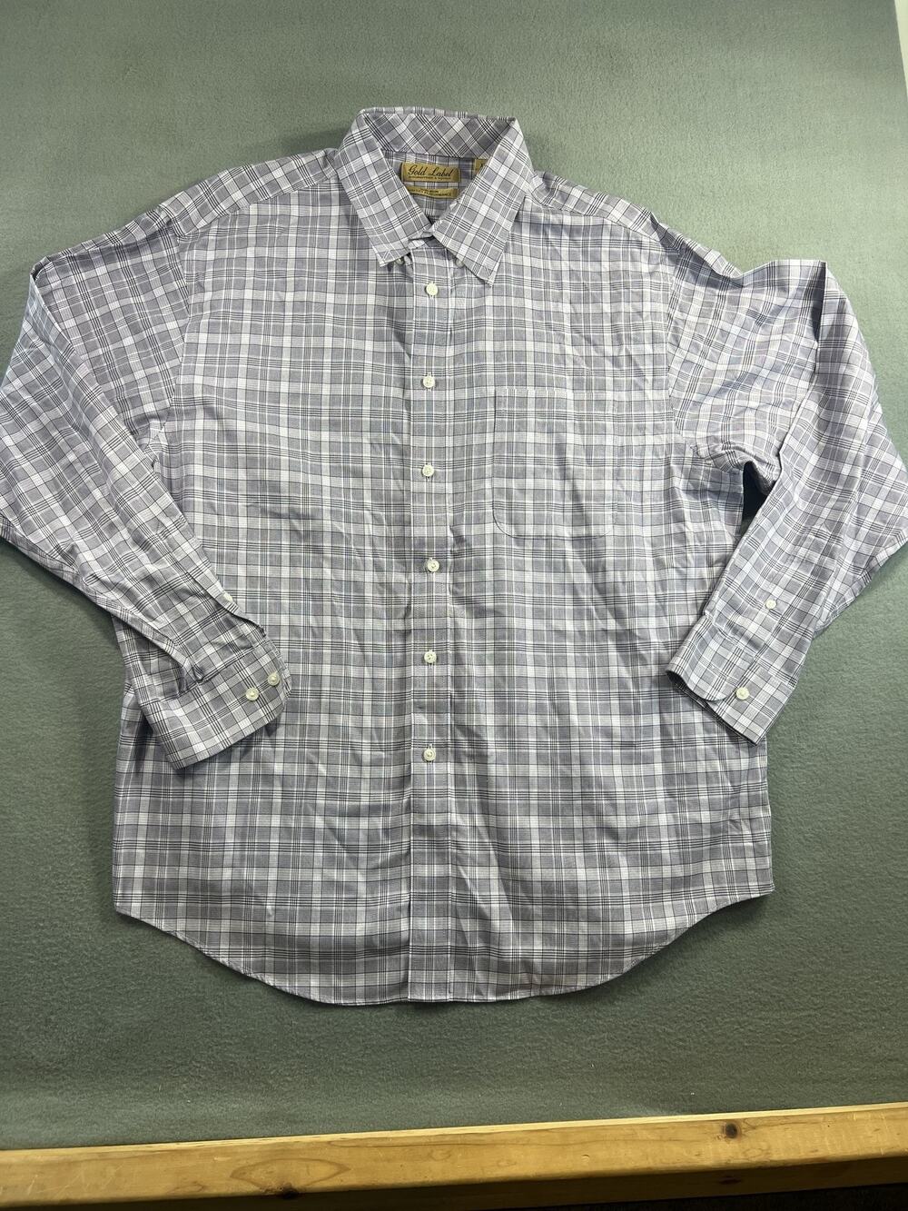 Gold Label Roundtree Yorke Men's Long Sleeve Button Down Dress Shirt XL Plaid